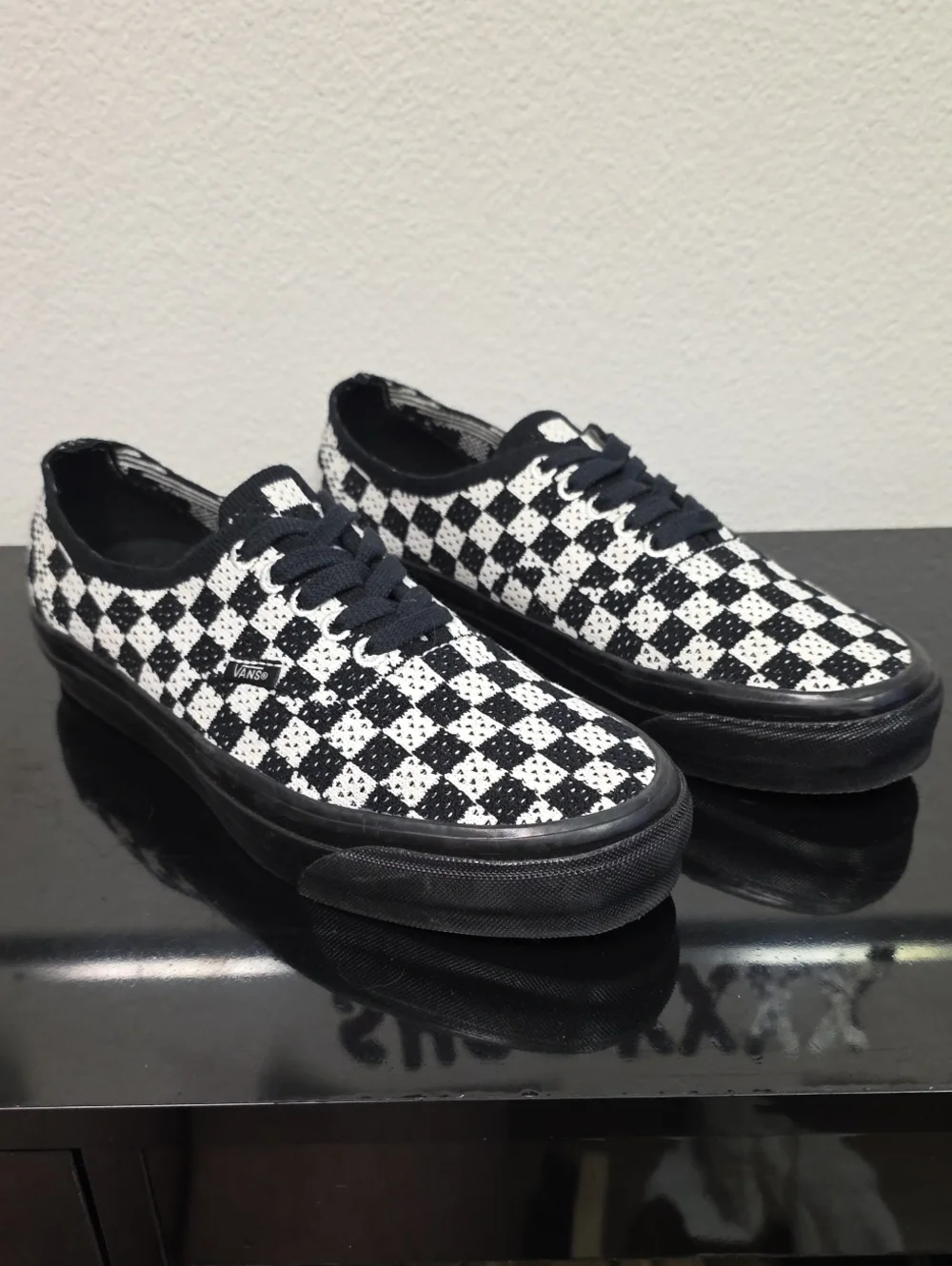 Vans Authentic Crochet Checkerboard Black White Mens 8.5 Womens 10 New